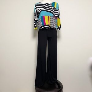 Julian Chang Jumpsuit 3/4 Cold Shoulder Dolman Geo